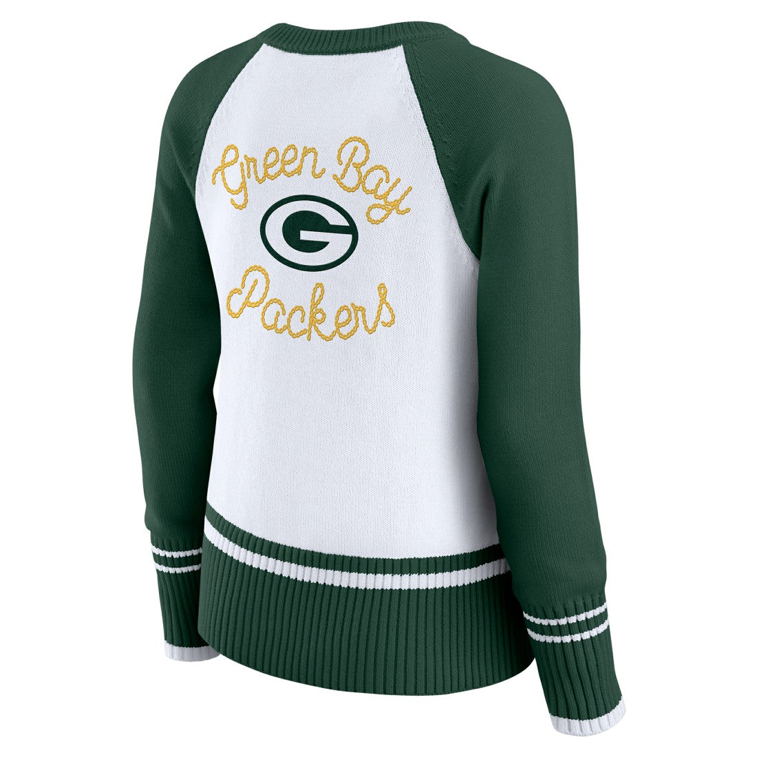 Green Bay Packers WEAR by Erin Andrews Women's Colorblock Raglan Sweater White/Green