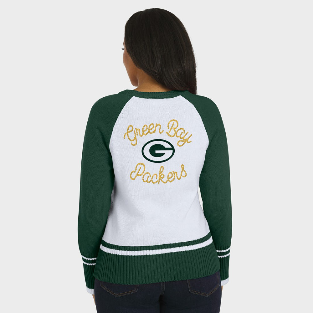 Green Bay Packers WEAR by Erin Andrews Women's Colorblock Raglan Sweater White/Green