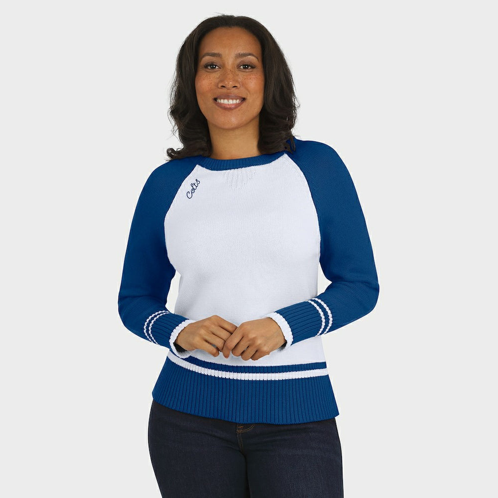 Indianapolis Colts WEAR by Erin Andrews Women's Colorblock Raglan Sweater White/Royal