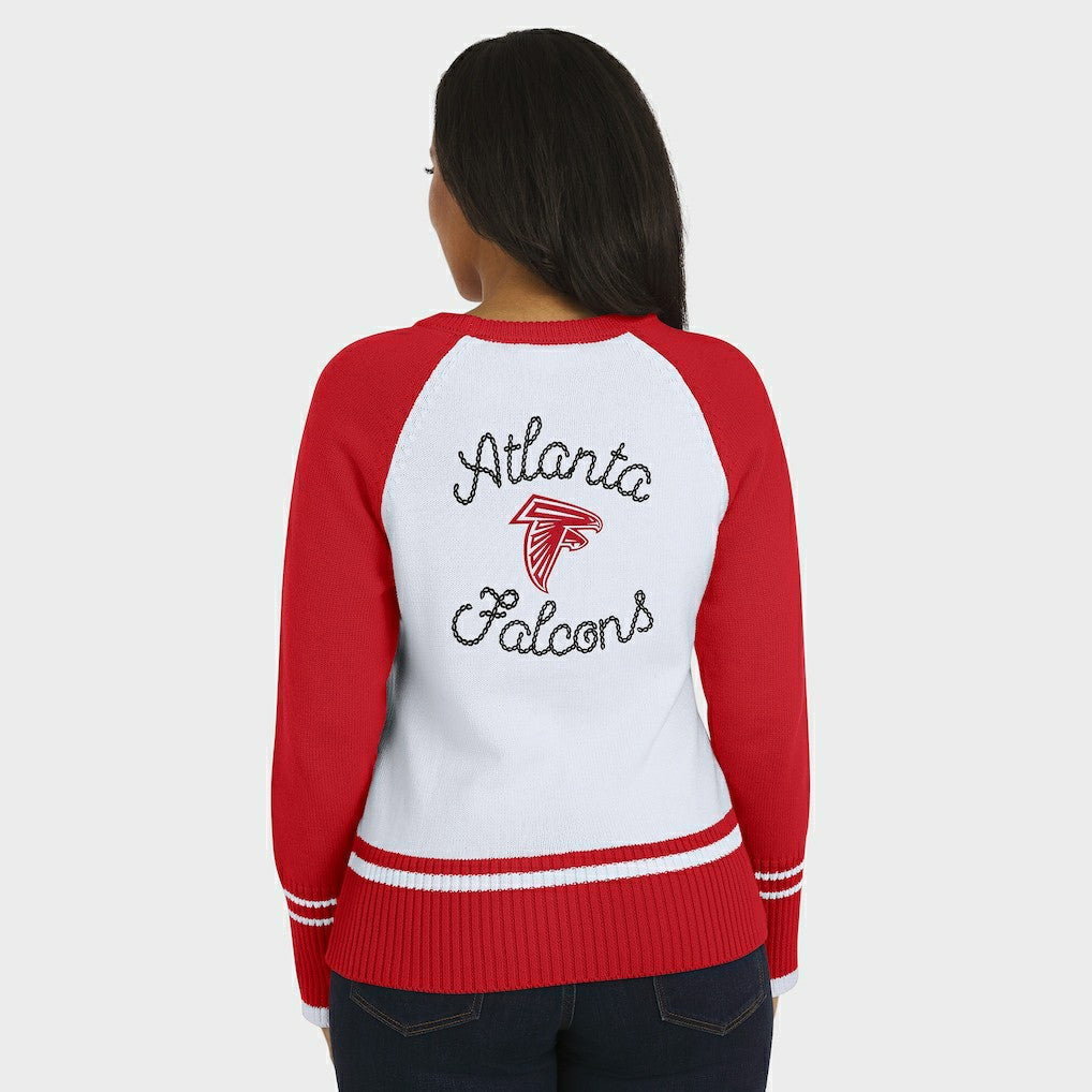 Atlanta Falcons WEAR by Erin Andrews Women's Colorblock Raglan Sweater White/Red