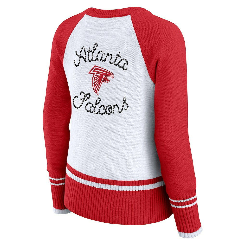 Atlanta Falcons WEAR by Erin Andrews Women's Colorblock Raglan Sweater White/Red