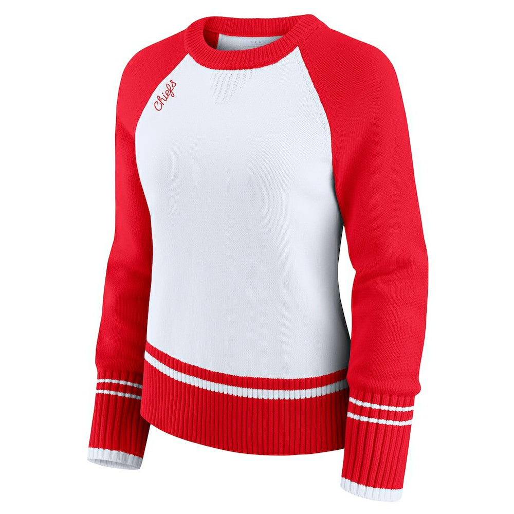 Kansas City Chiefs WEAR by Erin Andrews Women's Colorblock Raglan Sweater White/Red