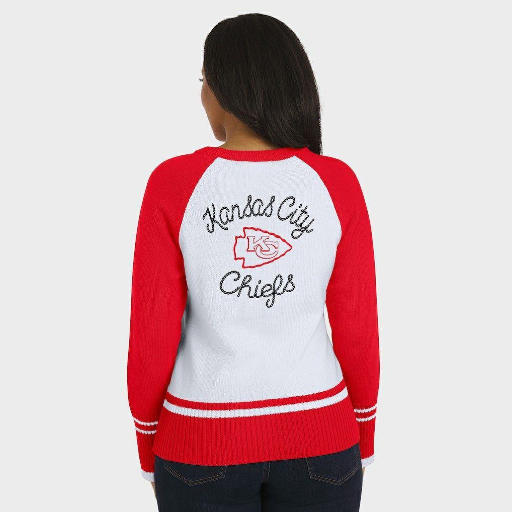 Kansas City Chiefs WEAR by Erin Andrews Women's Colorblock Raglan Sweater White/Red