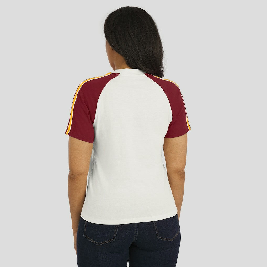 Washington Commanders WEAR by Erin Andrews Women's Sleeve Stripe Distressed Raglan T-Shirt White