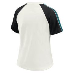 Jacksonville Jaguars WEAR by Erin Andrews Women's Sleeve Stripe Distressed Raglan T-Shirt White