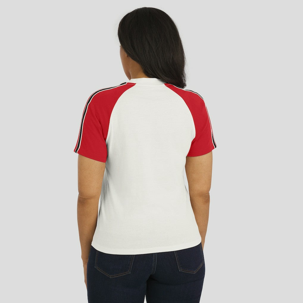 Atlanta Falcons WEAR by Erin Andrews Women's Sleeve Stripe Distressed Raglan T-Shirt White