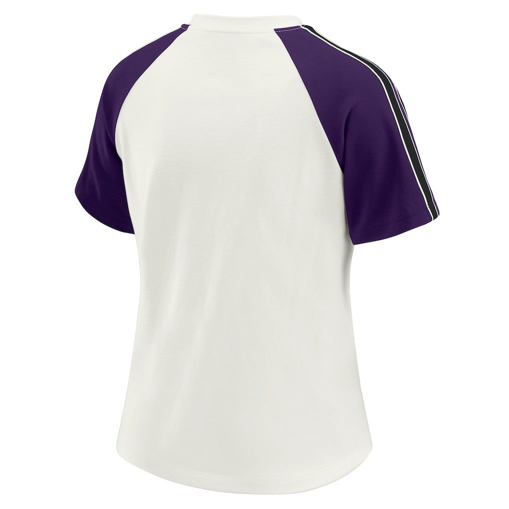 Baltimore Ravens WEAR by Erin Andrews Women's Sleeve Stripe Distressed Raglan T-Shirt White