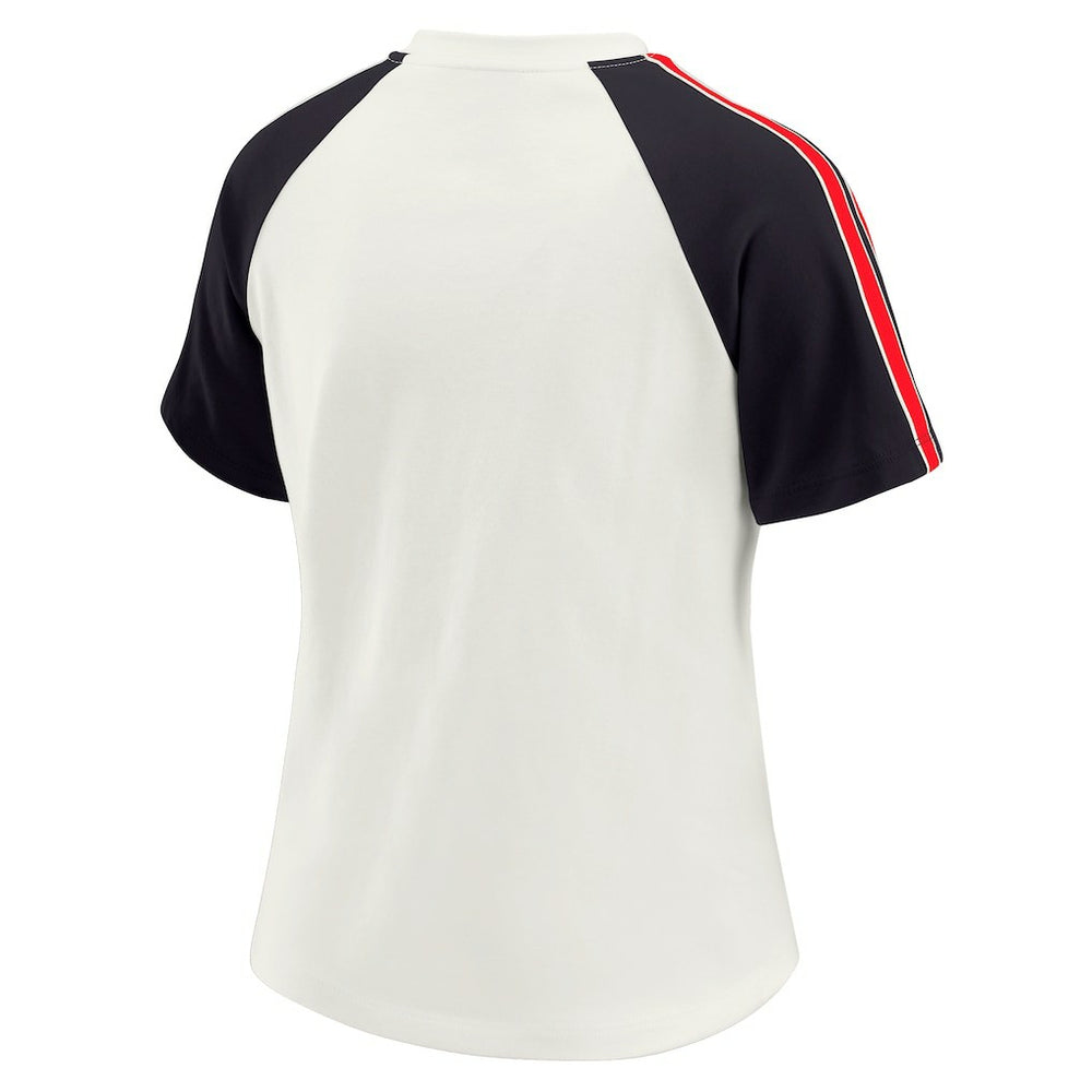Houston Texans WEAR by Erin Andrews Women's Sleeve Stripe Distressed Raglan T-Shirt White