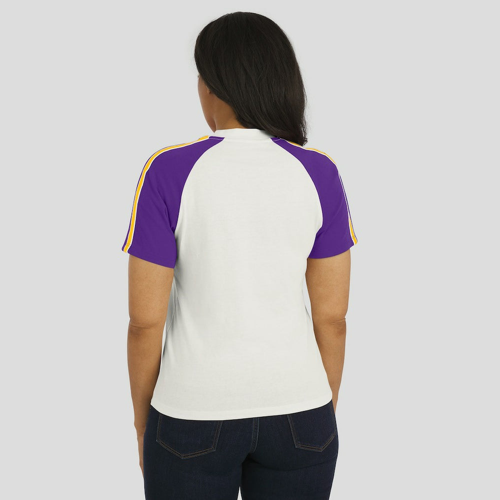 Minnesota Vikings WEAR by Erin Andrews Women's Sleeve Stripe Distressed Raglan T-Shirt White