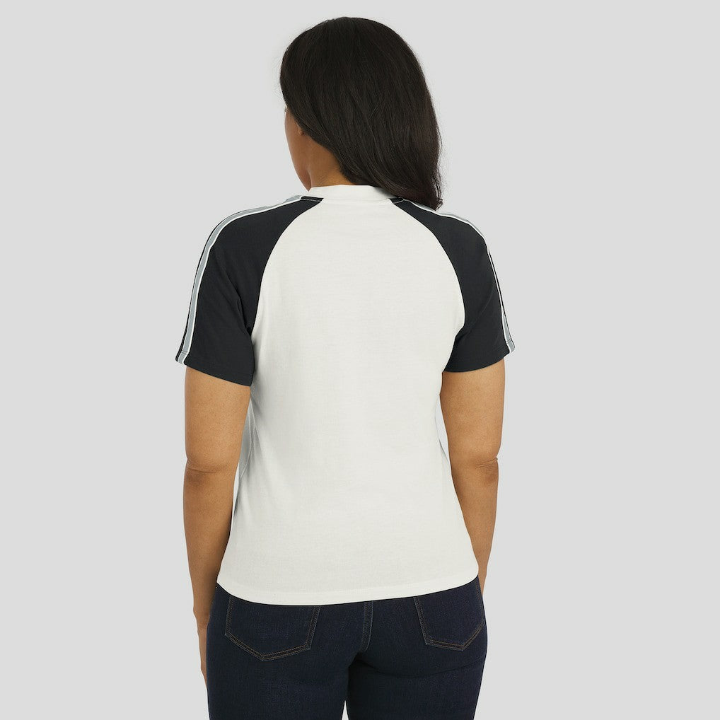 Las Vegas Raiders WEAR by Erin Andrews Women's Sleeve Stripe Distressed Raglan T-Shirt White