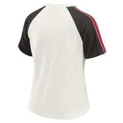 Tampa Bay Buccaneers WEAR by Erin Andrews Women's Sleeve Stripe Distressed Raglan T-Shirt White