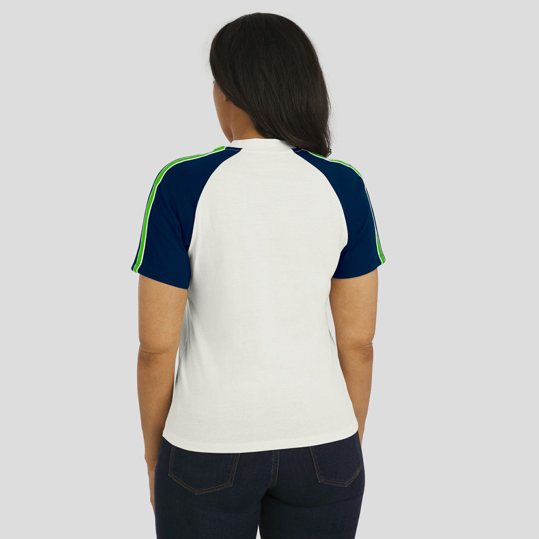 Seattle Seahawks WEAR by Erin Andrews Women's Sleeve Stripe Distressed Raglan T-Shirt White