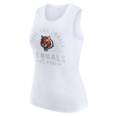 Cincinnati Bengals WEAR by Erin Andrews Women's Ribbed Graphic Tank Top White