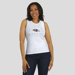 Baltimore Ravens WEAR by Erin Andrews Women's Ribbed Graphic Tank Top White