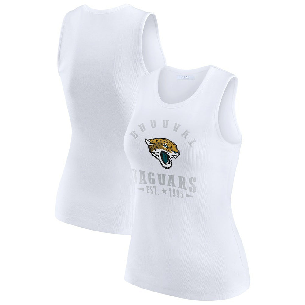 Jacksonville Jaguars WEAR by Erin Andrews Women's Ribbed Graphic Tank Top White