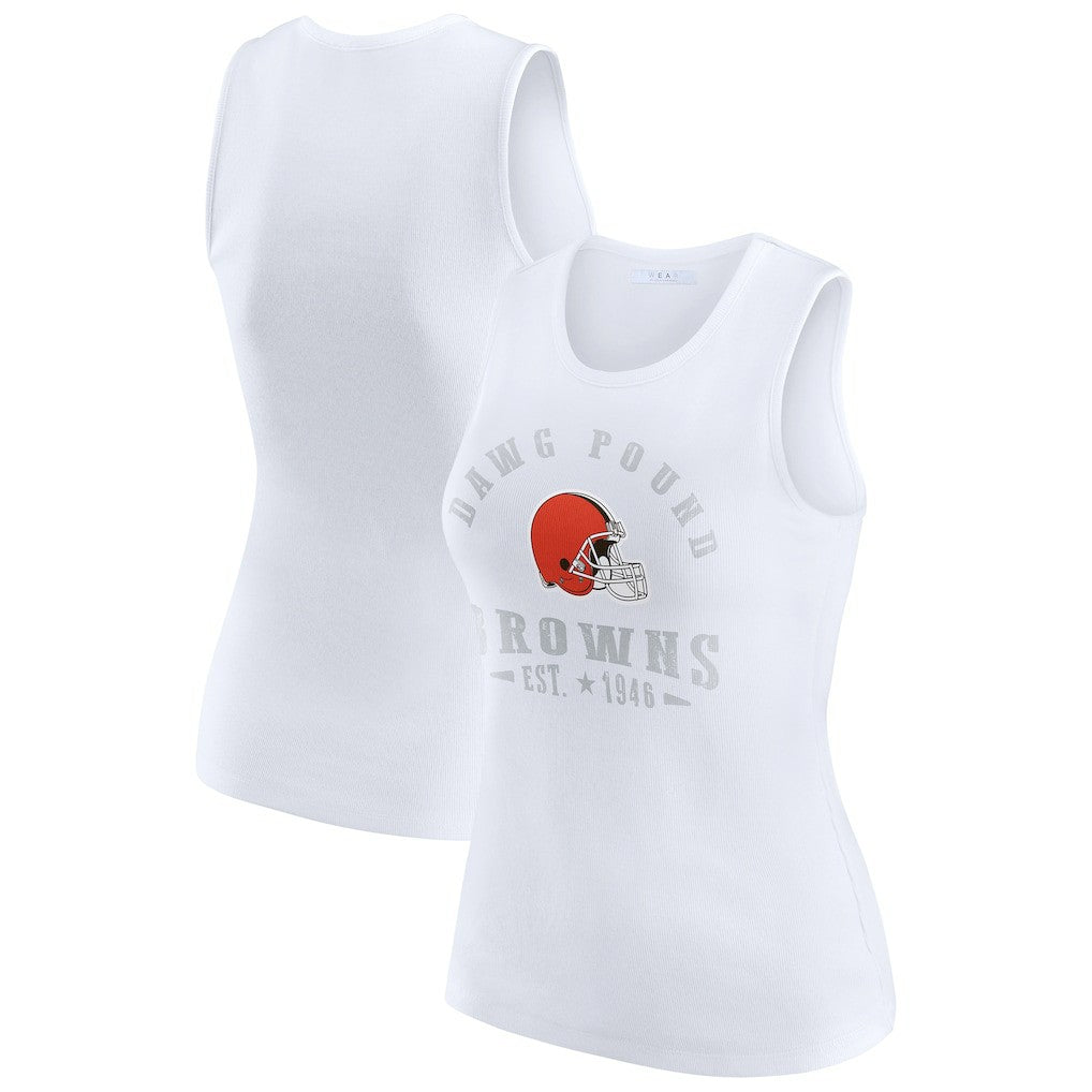 Cleveland Browns WEAR by Erin Andrews Women's Ribbed Graphic Tank Top White