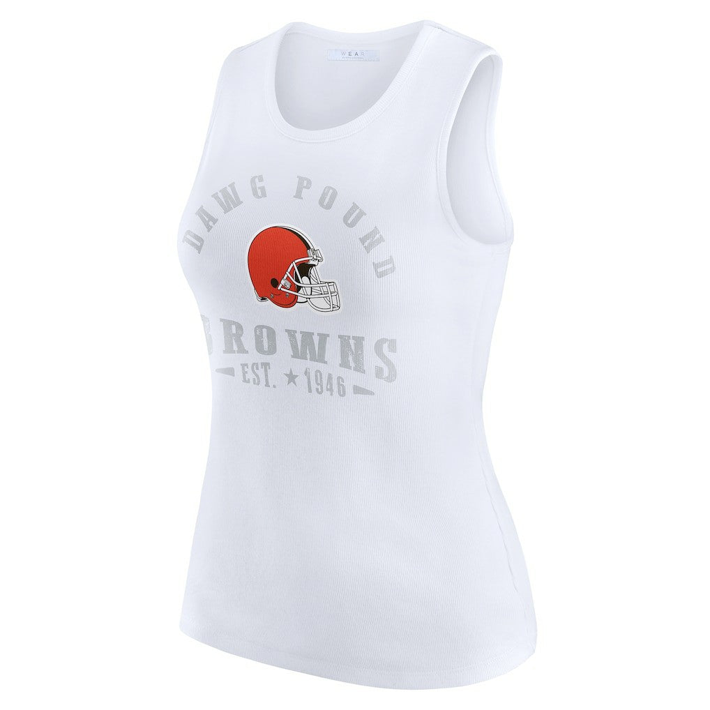 Cleveland Browns WEAR by Erin Andrews Women's Ribbed Graphic Tank Top White