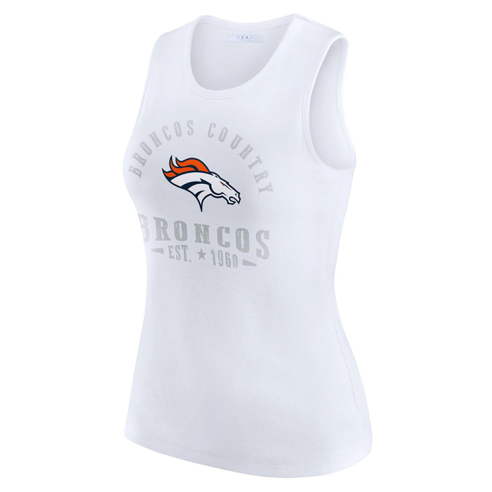 Denver Broncos WEAR by Erin Andrews Women's Ribbed Graphic Tank Top White