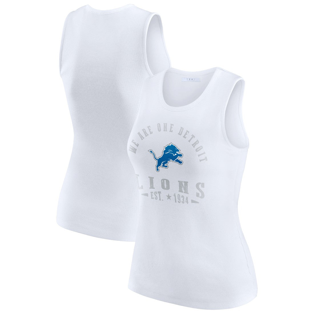 Detroit Lions WEAR by Erin Andrews Women's Ribbed Graphic Tank Top White