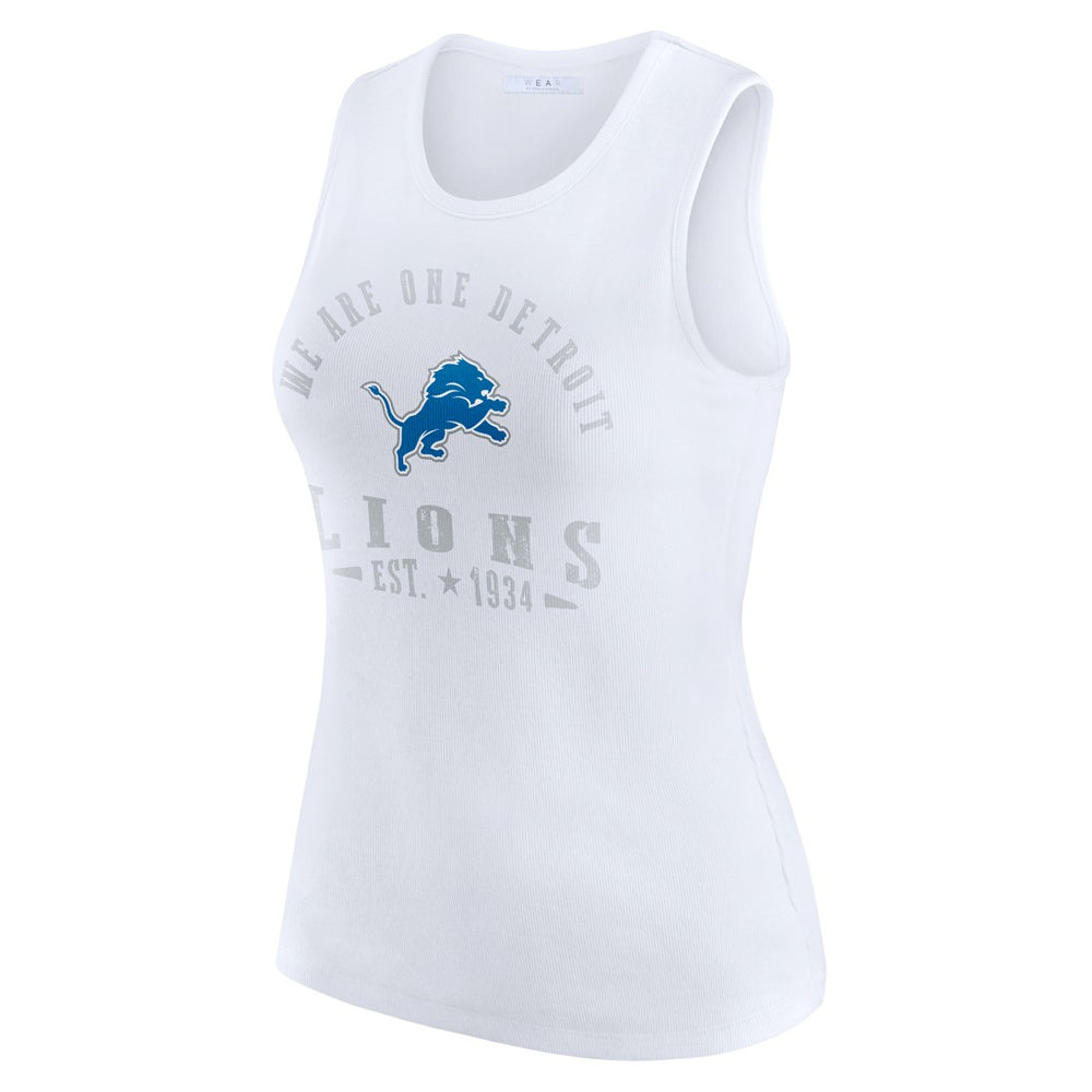 Detroit Lions WEAR by Erin Andrews Women's Ribbed Graphic Tank Top White