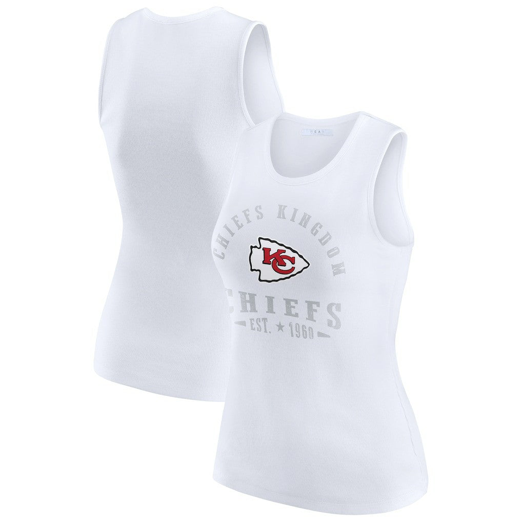 Kansas City Chiefs WEAR by Erin Andrews Women's Ribbed Graphic Tank Top White