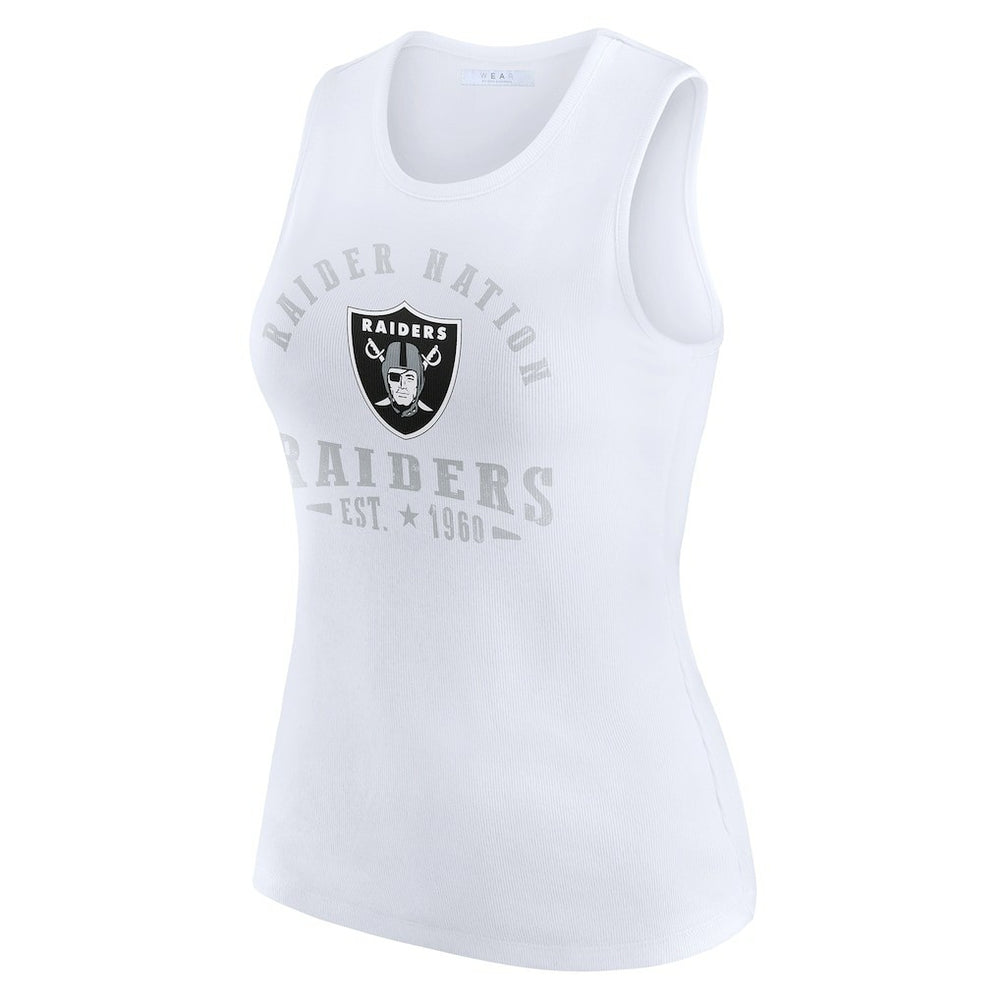 Las Vegas Raiders WEAR by Erin Andrews Women's Ribbed Graphic Tank Top White