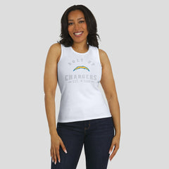 Los Angeles Chargers WEAR by Erin Andrews Women's Ribbed Graphic Tank Top White
