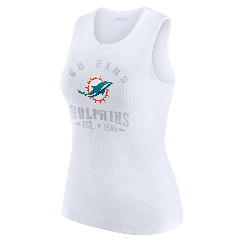 Miami Dolphins WEAR by Erin Andrews Women's Ribbed Graphic Tank Top White