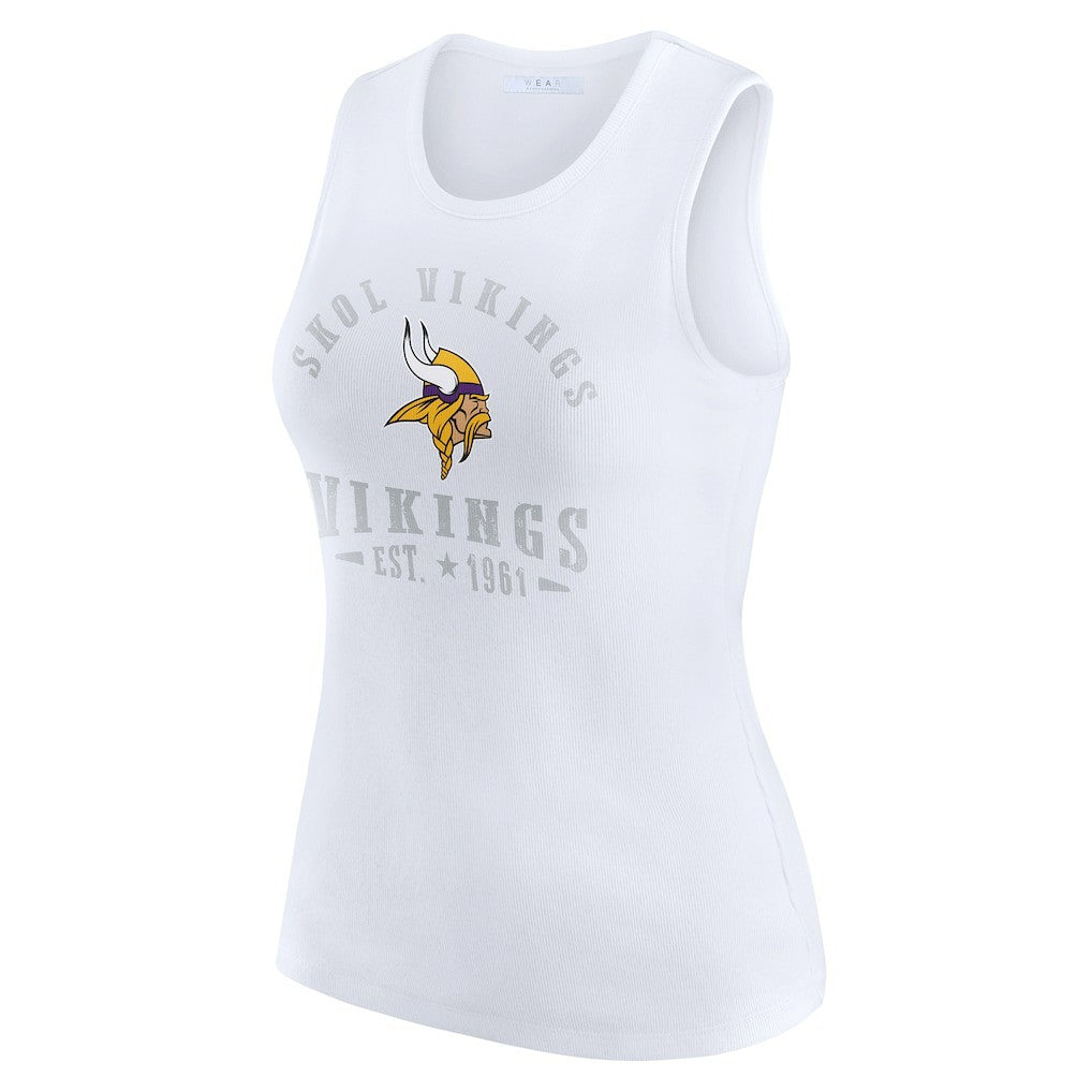 Minnesota Vikings WEAR by Erin Andrews Women's Ribbed Graphic Tank Top White