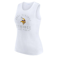 Minnesota Vikings WEAR by Erin Andrews Women's Ribbed Graphic Tank Top White