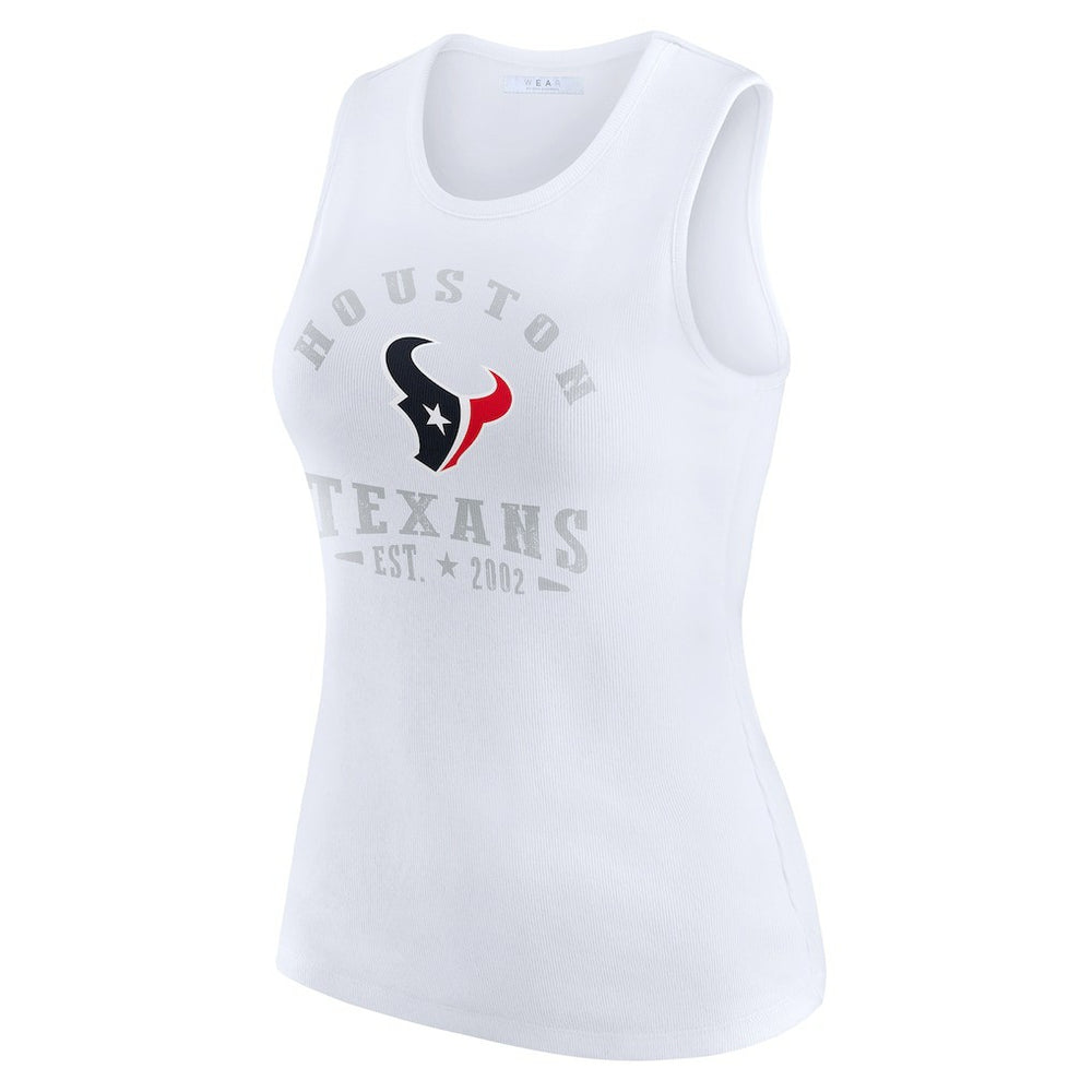 Houston Texans WEAR by Erin Andrews Women's Ribbed Graphic Tank Top White