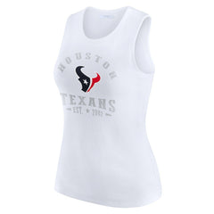 Houston Texans WEAR by Erin Andrews Women's Ribbed Graphic Tank Top White