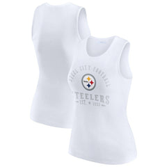 Pittsburgh Steelers WEAR by Erin Andrews Women's Ribbed Graphic Tank Top White