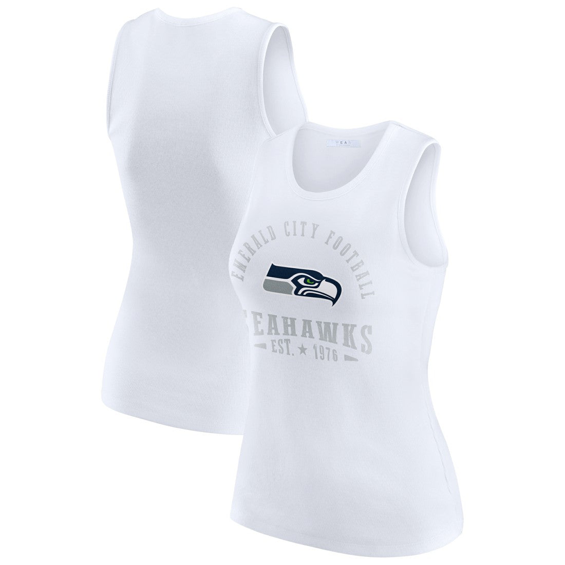 Seattle Seahawks WEAR by Erin Andrews Women's Ribbed Graphic Tank Top White