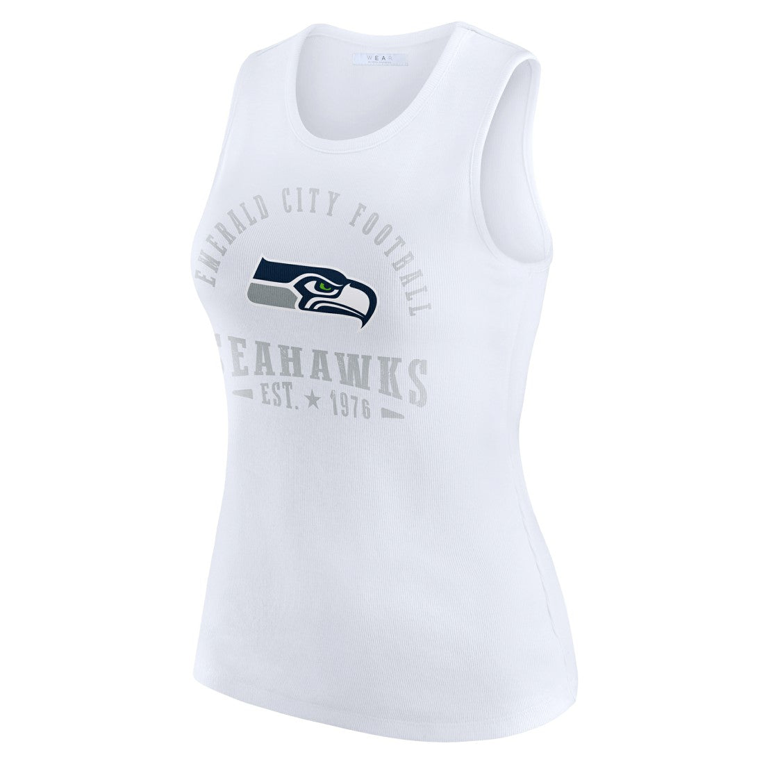 Seattle Seahawks WEAR by Erin Andrews Women's Ribbed Graphic Tank Top White