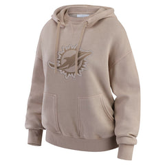 Miami Dolphins WEAR by Erin Andrews Women's Washed Pullover Crewdie Tan