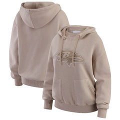 Baltimore Ravens WEAR by Erin Andrews Women's Washed Pullover Crewdie Tan