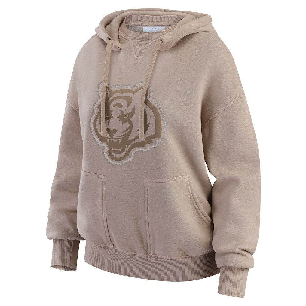 Cincinnati Bengals WEAR by Erin Andrews Women's Washed Pullover Crewdie Tan