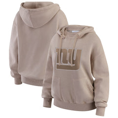 New York Giants WEAR by Erin Andrews Women's Washed Pullover Crewdie Tan