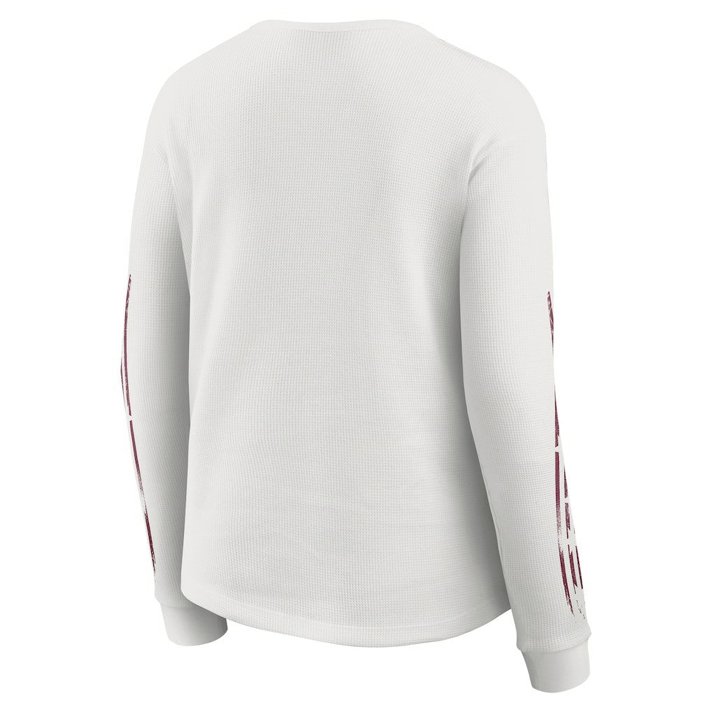 Washington Commanders WEAR by Erin Andrews Women's Graphic Waffle Long-Sleeve T-Shirt White