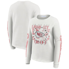Kansas City Chiefs WEAR by Erin Andrews Women's Graphic Waffle Long-Sleeve T-Shirt White