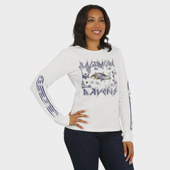 Baltimore Ravens WEAR by Erin Andrews Women's Graphic Waffle Long-Sleeve T-Shirt White