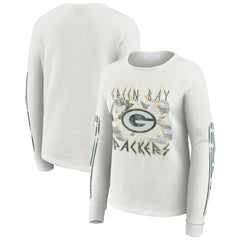 Green Bay Packers WEAR by Erin Andrews Women's Graphic Waffle Long-Sleeve T-Shirt White