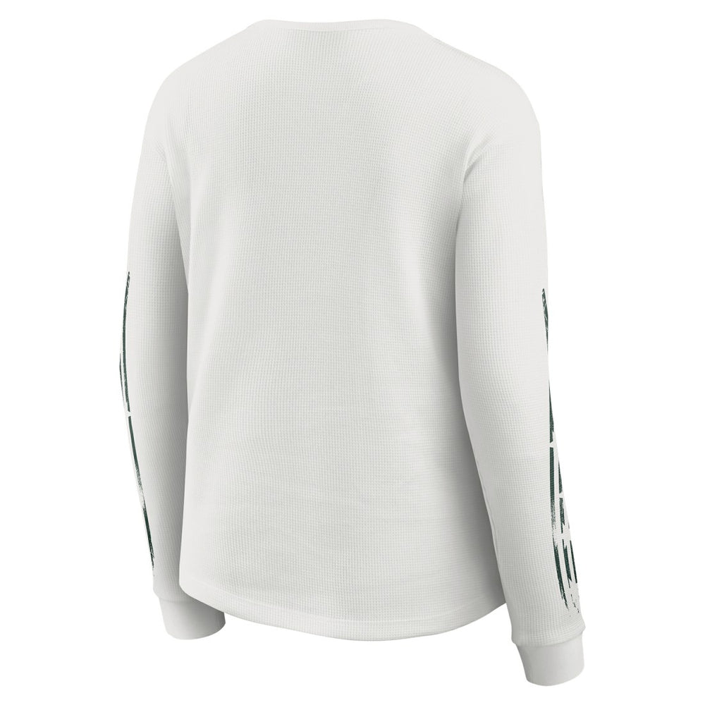 Green Bay Packers WEAR by Erin Andrews Women's Graphic Waffle Long-Sleeve T-Shirt White