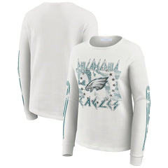 Philadelphia Eagles WEAR by Erin Andrews Women's Graphic Waffle Long-Sleeve T-Shirt White