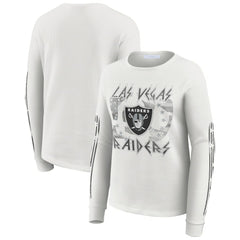 Las Vegas Raiders WEAR by Erin Andrews Women's Graphic Waffle Long-Sleeve T-Shirt White