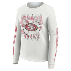 San Francisco 49ers WEAR by Erin Andrews Women's Graphic Waffle Long-Sleeve T-Shirt White