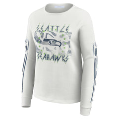 Seattle Seahawks WEAR by Erin Andrews Women's Graphic Waffle Long-Sleeve T-Shirt White