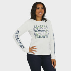 Seattle Seahawks WEAR by Erin Andrews Women's Graphic Waffle Long-Sleeve T-Shirt White