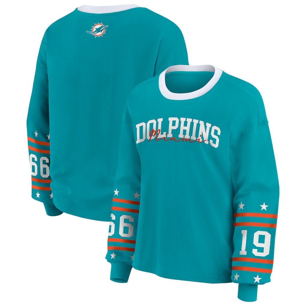 Miami Dolphins WEAR by Erin Andrews Women's Sport Long-Sleeve T-Shirt Aqua